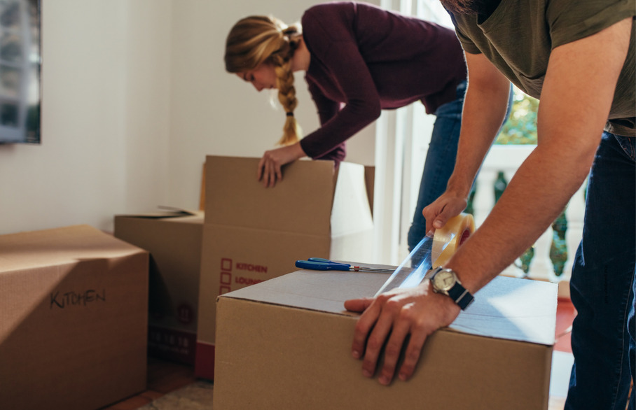 A couple packing up