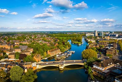 An aerial view of the town of Reading