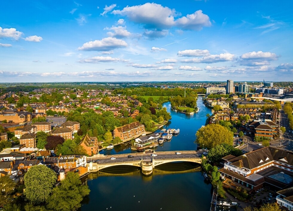An aerial view of Reading