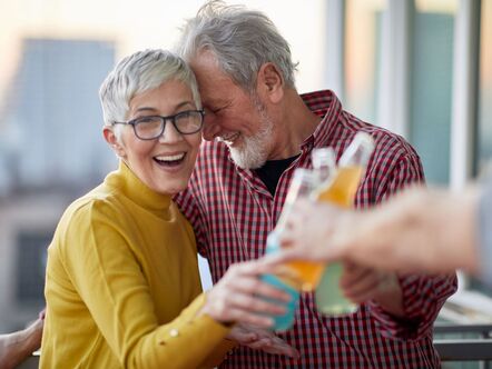 Happy couple celebrating